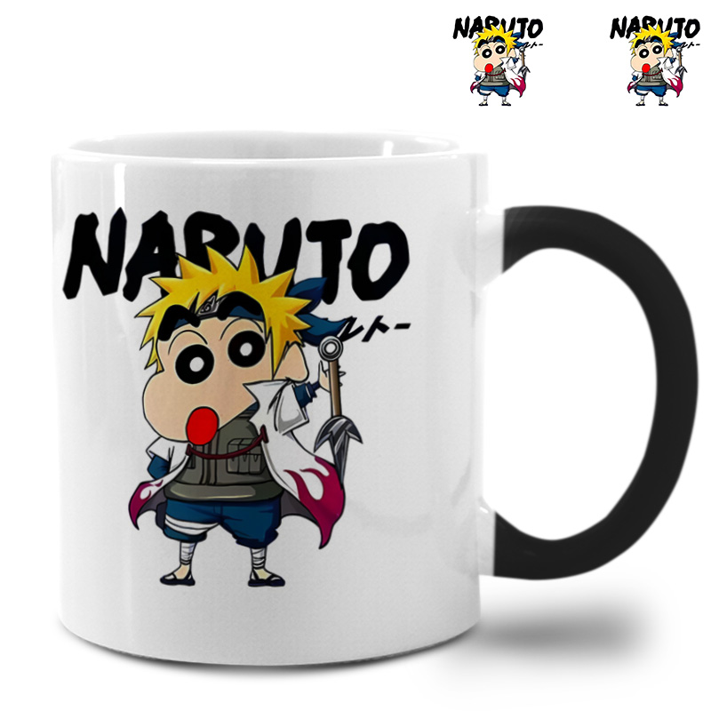 蜡笔小新联名火影忍者变色杯印图喝水欧式能进大号马克杯陶瓷水杯