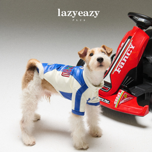 Lazyeazy宠物狗狗衣服赛车风刺绣皮夹克冬季保暖防寒中小型犬衣服