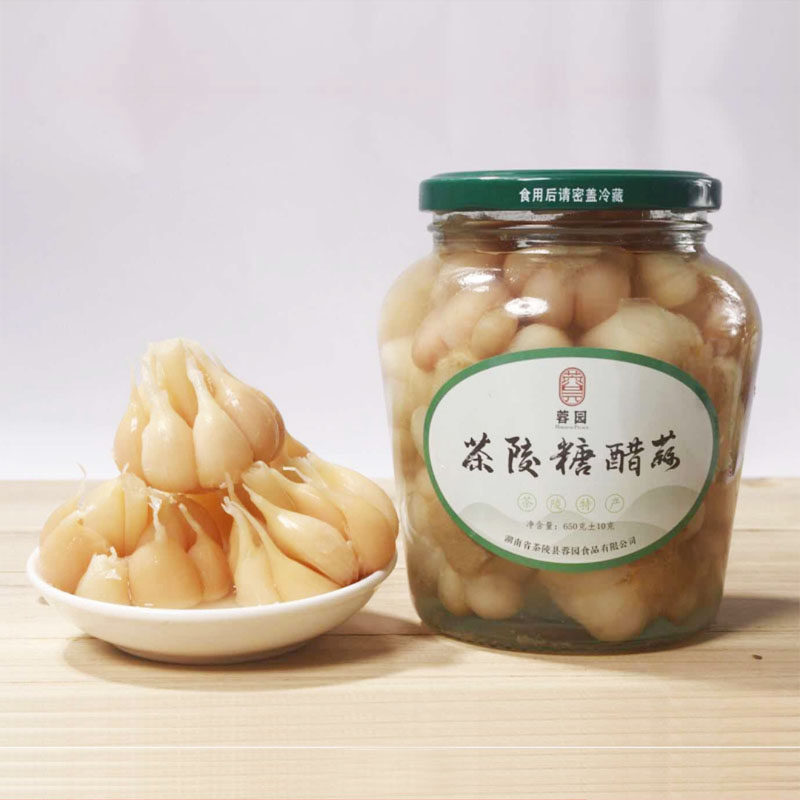 蓉园糖醋蒜茶陵坛子泡菜紫皮大蒜头手工腌制酸甜蒜脑湖南特产600g
