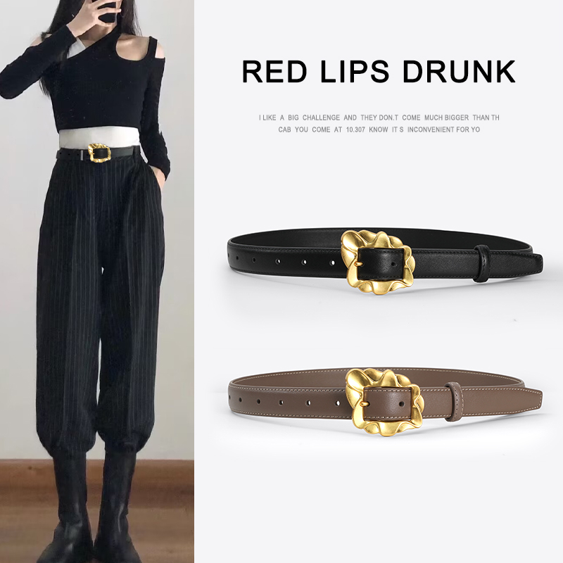 双面牛皮真皮皮带女设计感小众