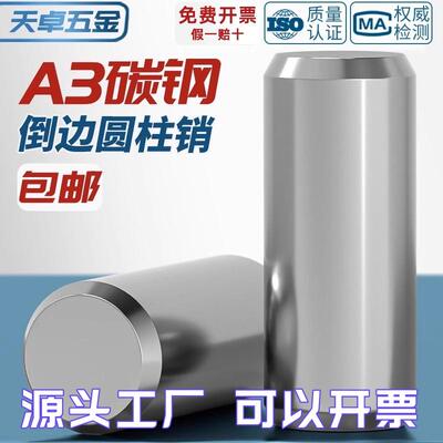 A3碳钢两头倒边圆柱定位销gb119固定销钉实心销子M3M4M6M8-M20mm