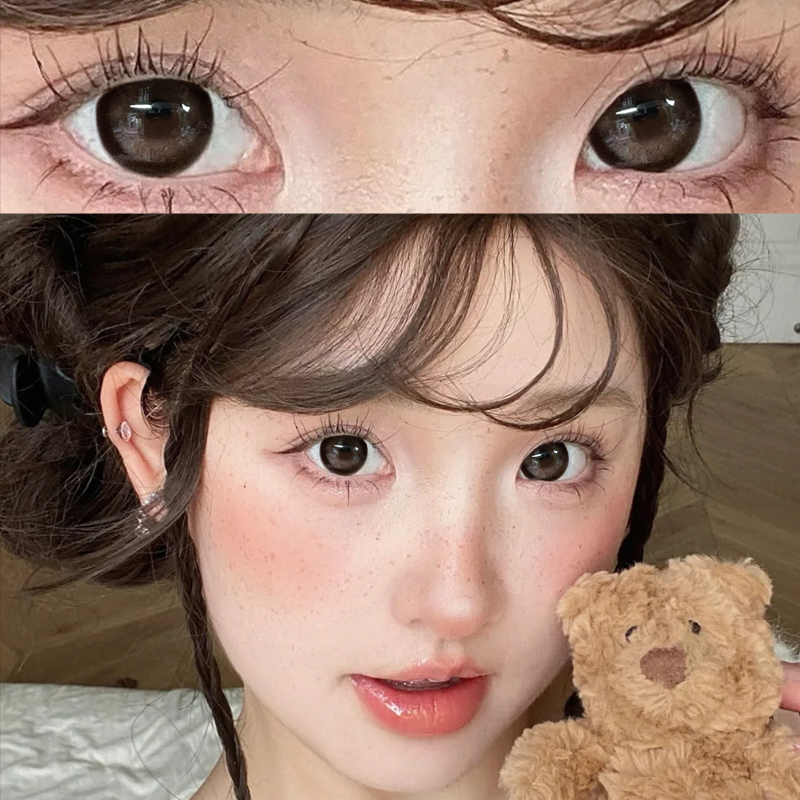 2片装】水润银光绘影咖棕美瞳不伤眼睛半年抛欧美隐形眼镜正品EJL