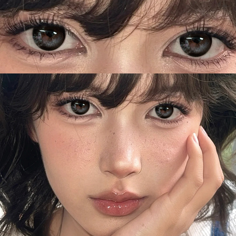 2片装】水润银光绘影黑灰美瞳不伤眼睛半年抛欧美隐形眼镜正品EJL