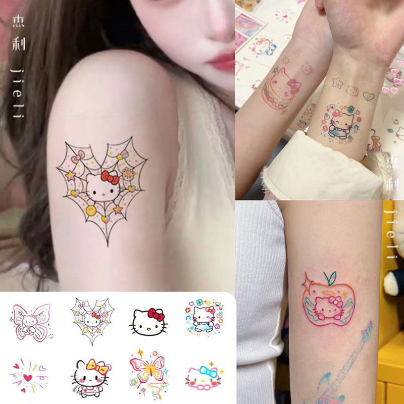 凯蒂猫hellokitty哈喽纹身贴防水持久可爱学生儿童无毒可洗库洛米