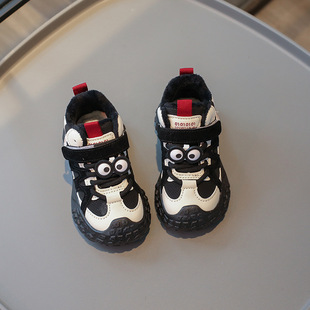 加绒运动鞋 女宝学步鞋 皮面2 男童软底老爹鞋 5岁小童潮鞋 宝宝冬季