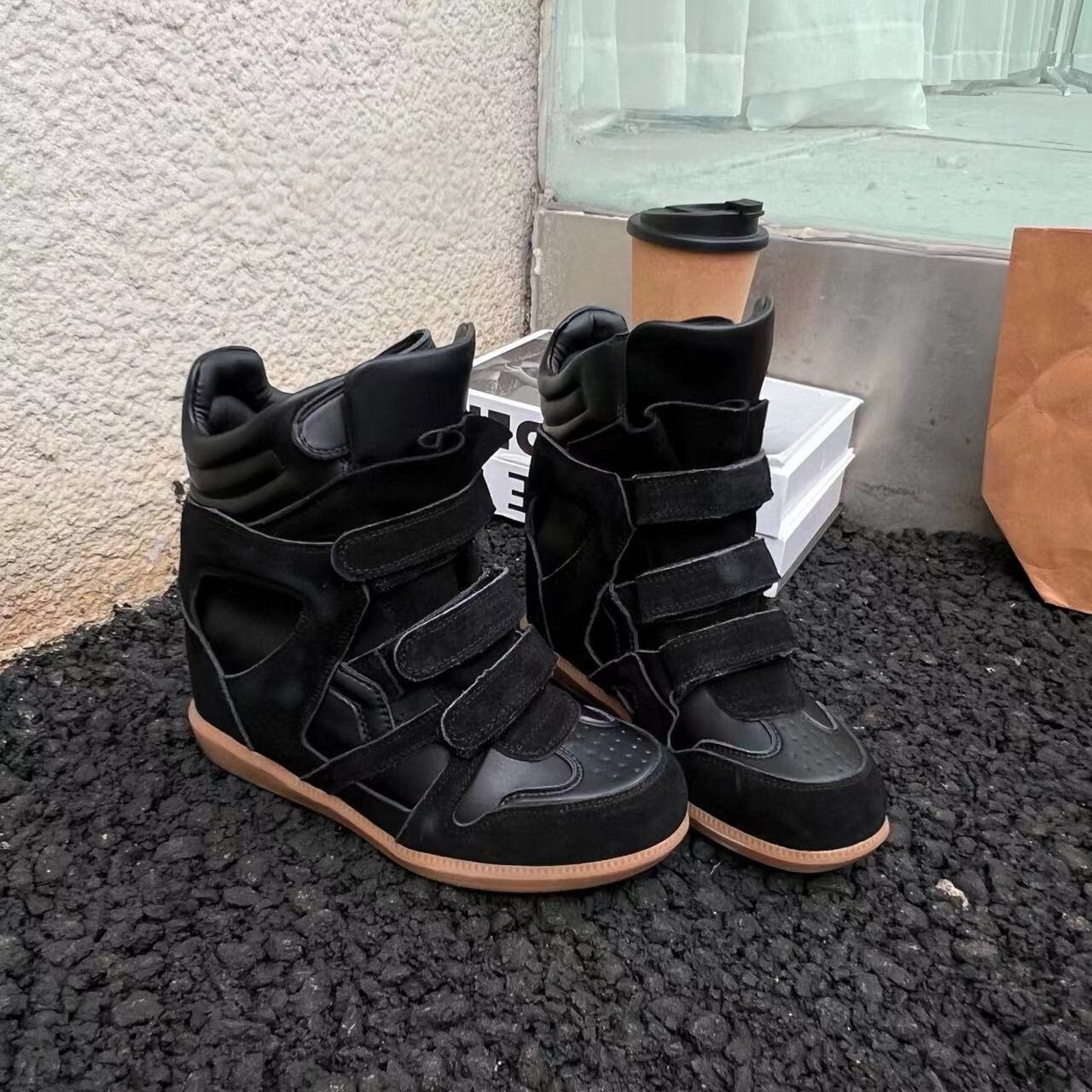小众设计真皮内增高8CM厚底板鞋