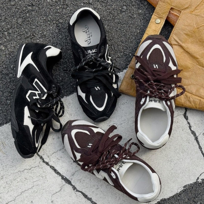 老爹鞋女秋季2025新款双鞋带德训鞋女棕色复古厚底运动板鞋休闲鞋