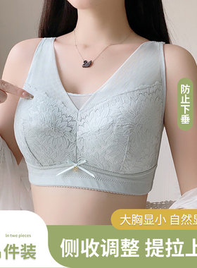 胸大显小内衣女品牌专柜正品旗舰店聚拢收副乳防下垂大码薄款文胸