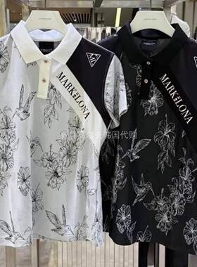 26ss韩国MARK&LONA高尔夫球服上衣男女翻领字标图案短袖T恤polo衫