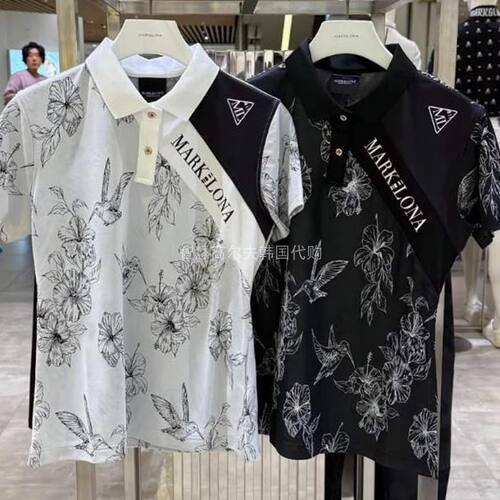 26ss韩国MARK&LONA高尔夫球服上衣男女翻领字标图案短袖T恤polo衫