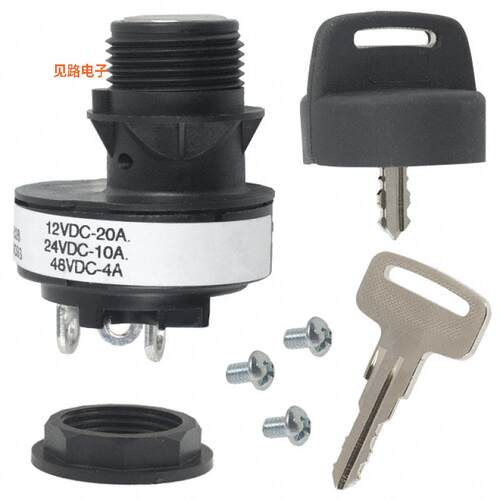 84828-08 -[全新SWITCH KEYLOCK 2POS SPST 20A 12V]