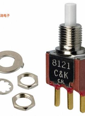 8125SHCBE -原装[SWITCH PUSH SPDT 0.4VA 20V面板安装，后部