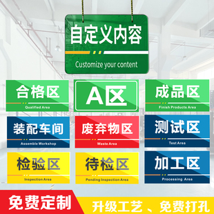 工厂生产车间仓库房办公区域标识牌PVC定制分区指示物料货架分类