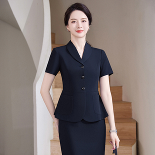 高端夏季2024新款短袖西装经理职业装套装女时尚气质珠宝店工作服