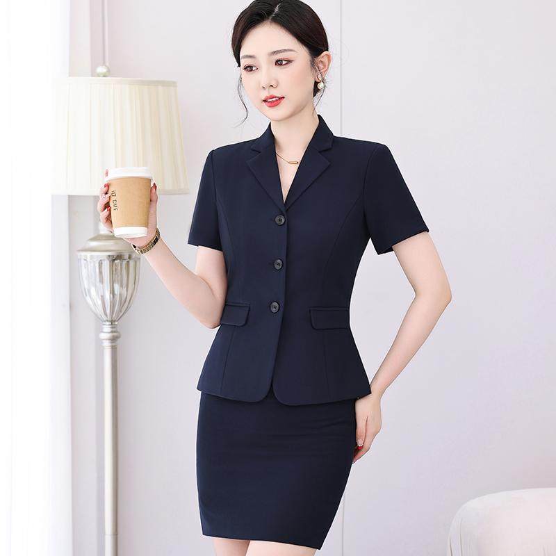 短袖西装女夏季新款职业套装气质酒店经理工作服餐饮接待正装西服