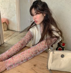 Foundation with mesh and floral sleeves