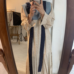 Retro contrast big Lapel Polka Dot Dress