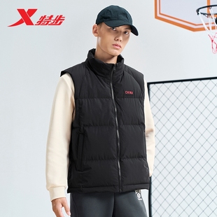 立领保暖羽绒马甲976429260071 潮牌冬装 特步羽绒服男2024冬季 新款