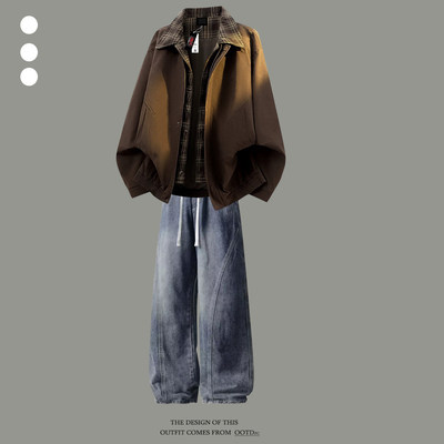 新春美拉德棒球服牛仔裤两件套