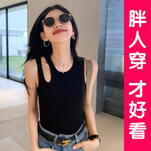 辣妹黑色镂空无袖吊带背心女夏季