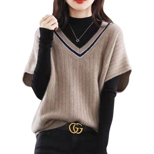 加肥加大码针织马甲背心女坎肩套头毛衣毛线外搭无袖上衣胖mm秋冬