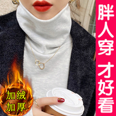 女内搭德绒堆堆领t恤上衣胖mm秋冬款 大码 加绒加厚保暖高领打底衫