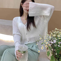 A large-sized sun-protective knitted cardigan for women in summer, a thin and chubby girl with air conditioning, an ice silk coat, a halter skirt and a shawl thumbnail 2