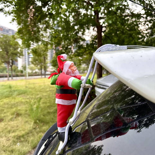 汽车车载装饰挂件圣诞节爬梯圣诞老人公仔后备箱创意节日氛围布置