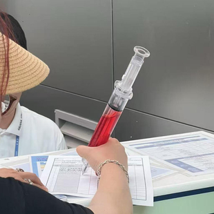 超大针筒笔大号红色打针注射器笔拍照道具创意文具圆珠笔医护防丢