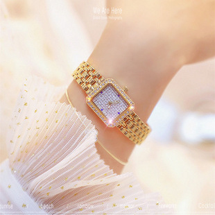 2023年新款正品BS女士手表满天星时尚防水满钻方形小巧轻奢石英表