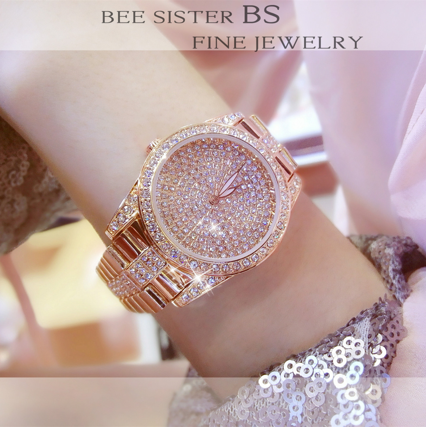 新款正品bs热销手表高档满钻石英