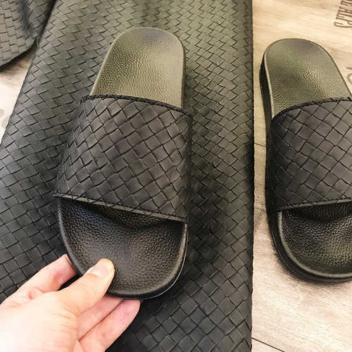 潮牌拖鞋夏季外穿编织魔术贴沙滩