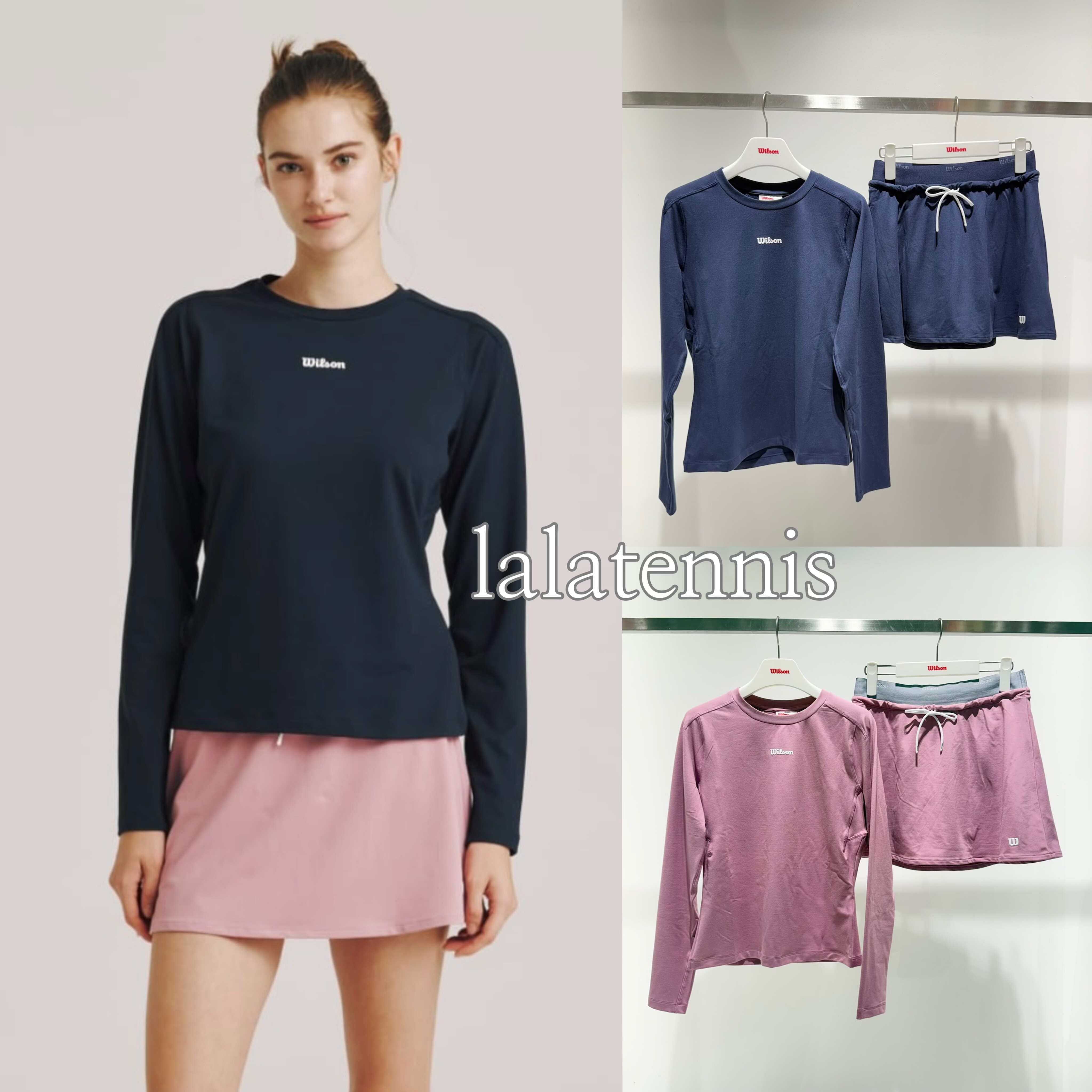韩代｜Wilson网球系列柔软弹性修身保暖长袖T恤网球裙套装｜25秋