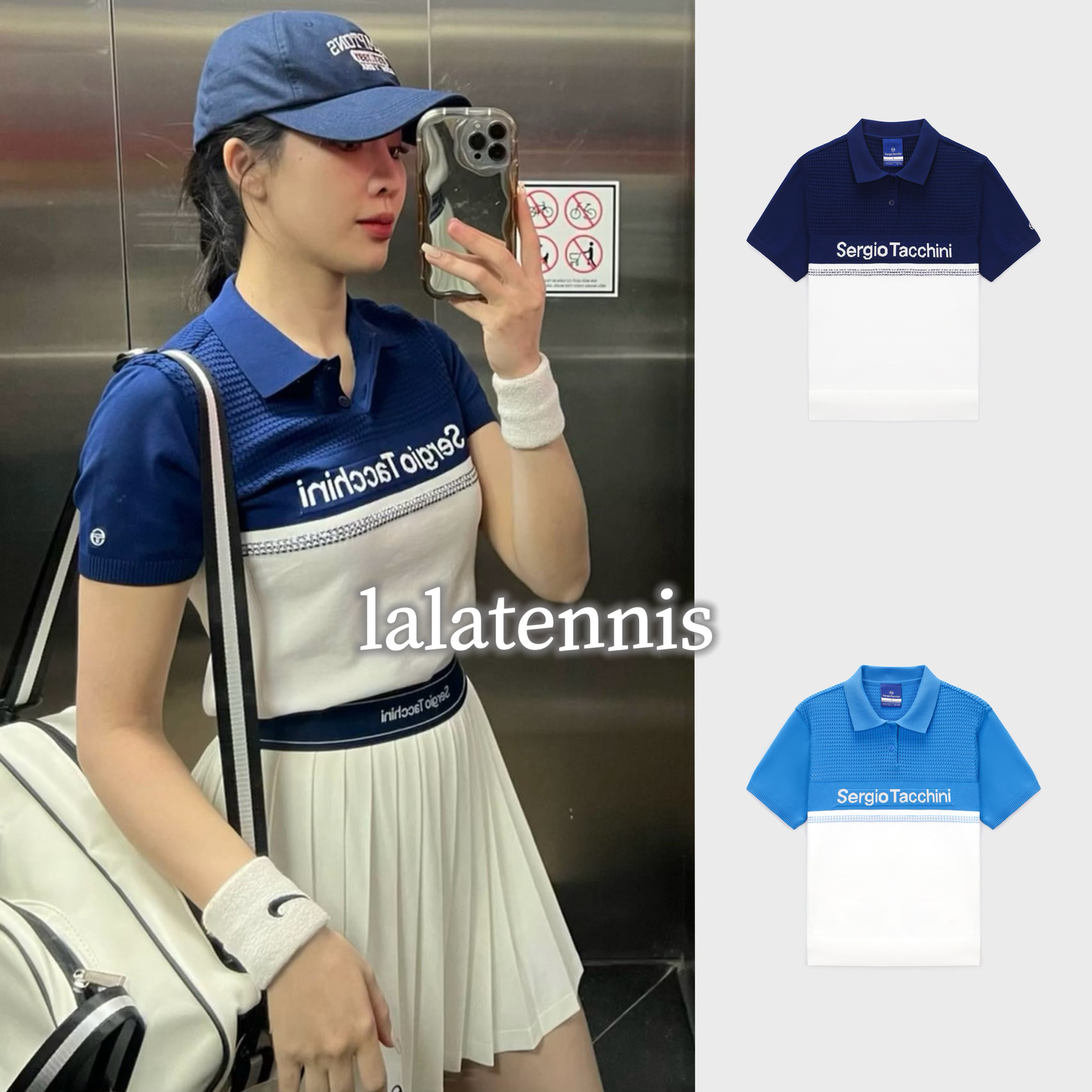 韩国代购|SergioTacchini网球系列女款针织Polo短袖|持续更新