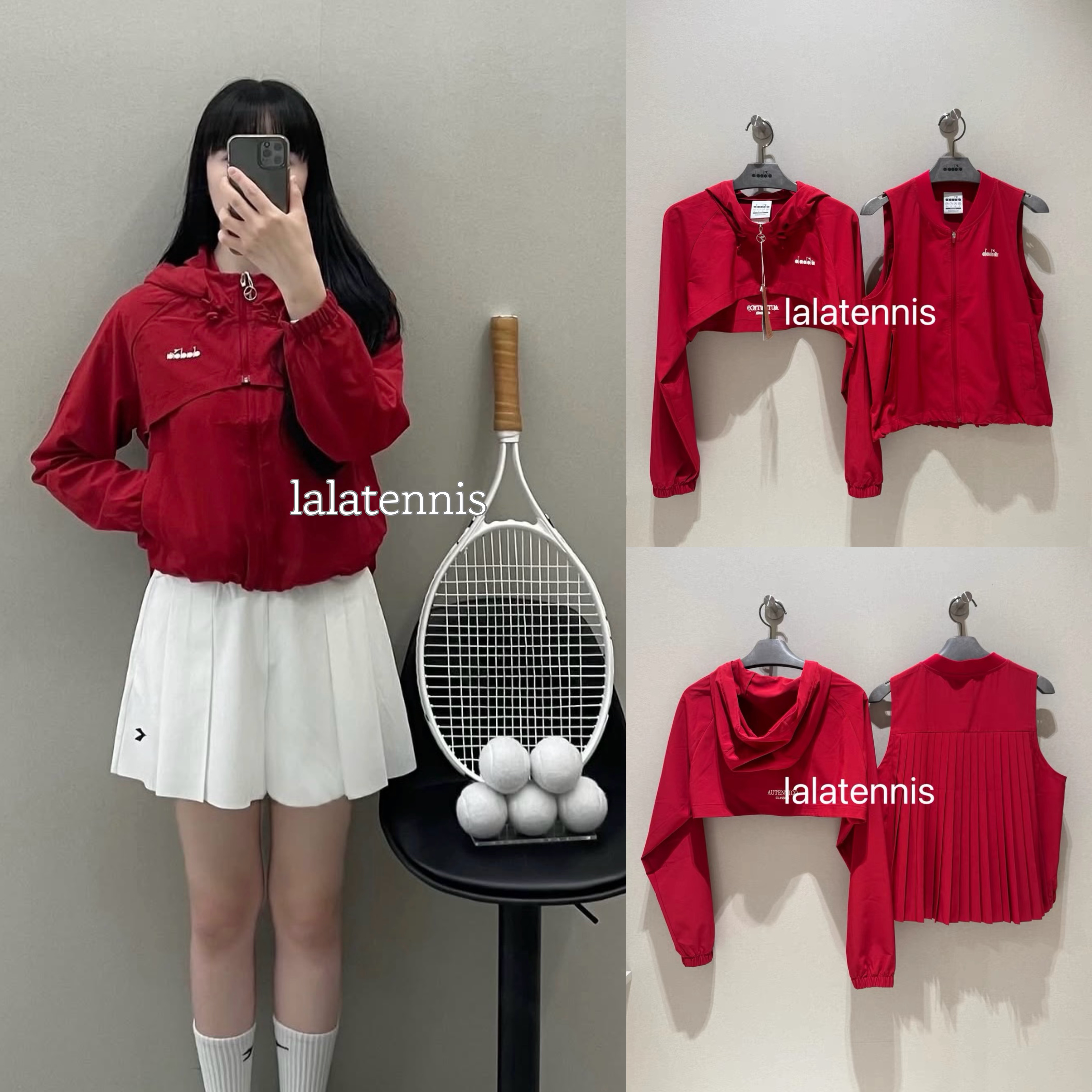 韩国直邮 迪亚多纳Diadora25秋女款网球披肩外套&后百褶马甲2件套