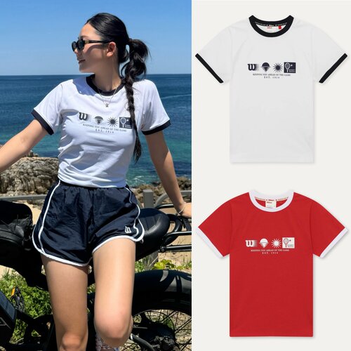 韩代｜ Wilson威尔胜26夏季女士网球运动夏日拼接撞色修身短袖T恤