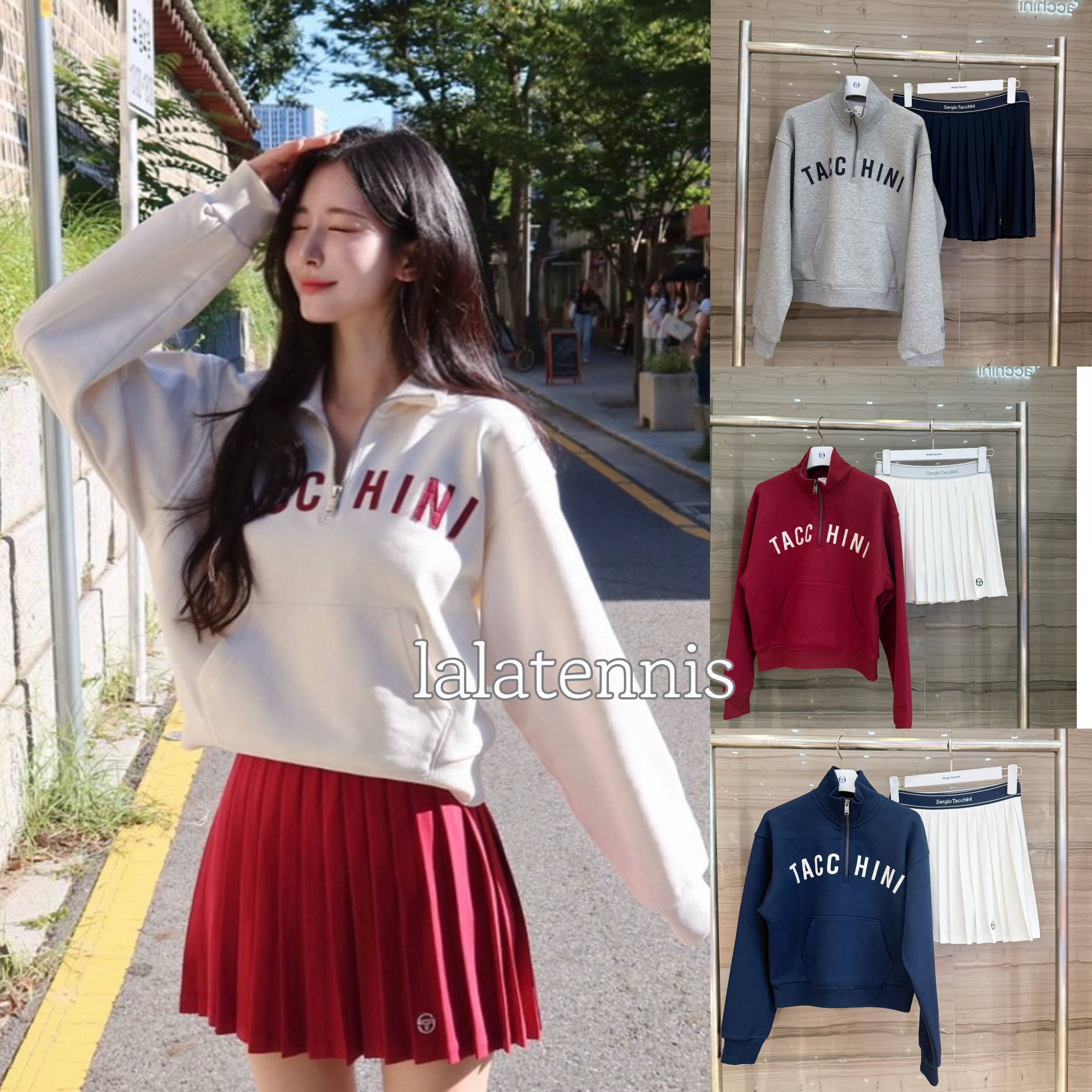 韩国直邮｜塞尔吉奥网球系列女款法式短版半拉链卫衣｜25秋冬