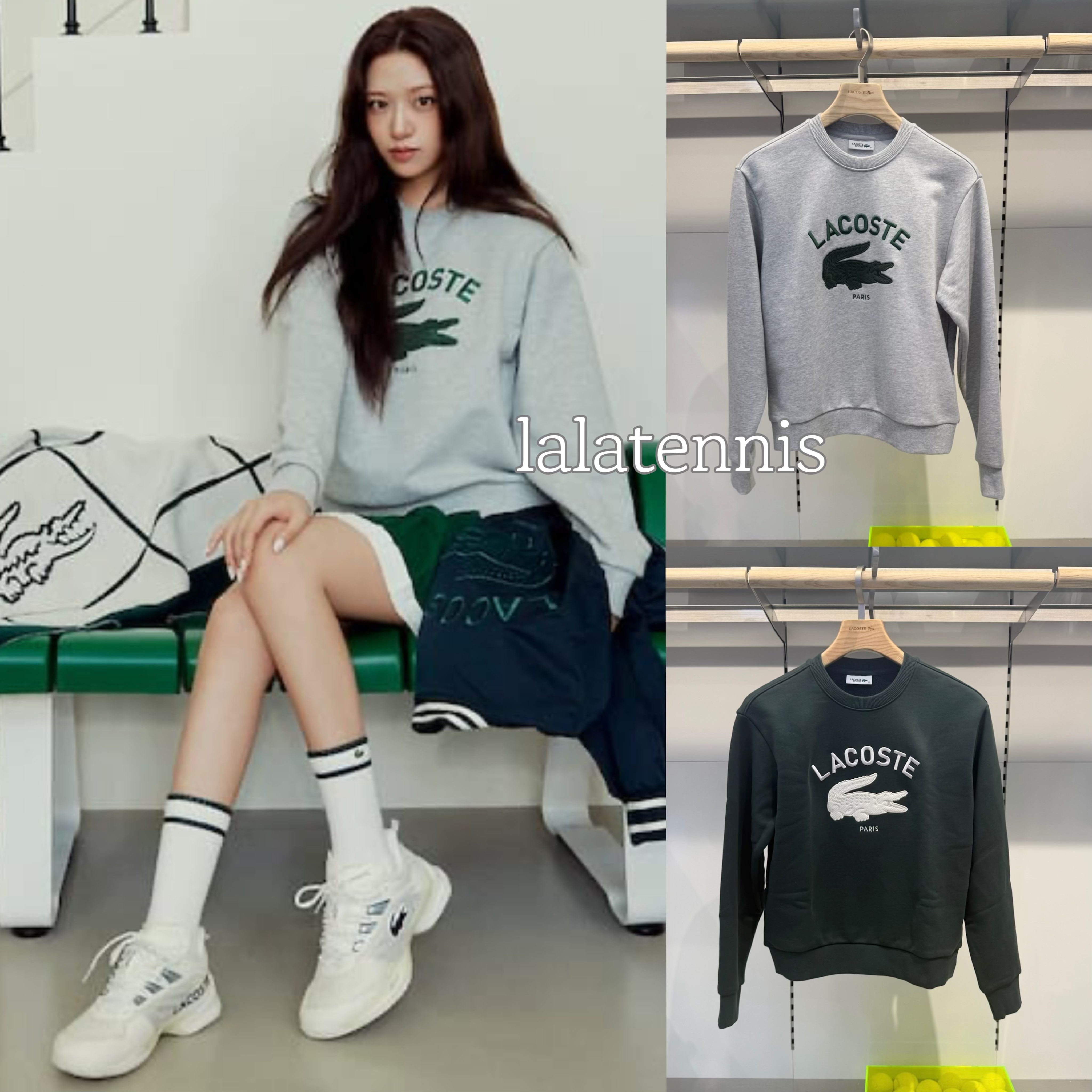 韩国直邮｜鳄鱼女士网球系列安宥真同款大logo圆领卫衣｜25年秋冬