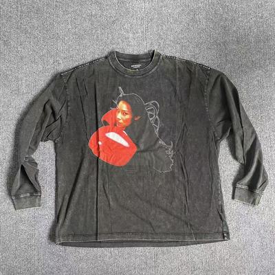 Artificial Taichi人工太极 刘玉玲人像印花水洗做旧宽松长袖T恤