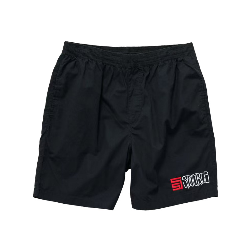 外星伴侣SDouble Poplin Coast Boxer Black刺绣运动短裤