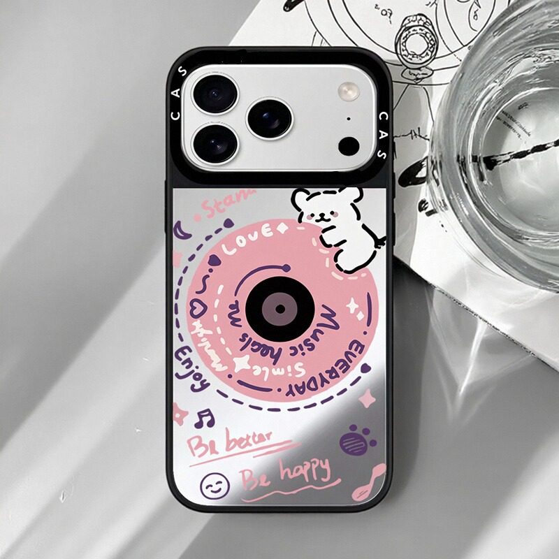 CASE联名线唱片条小狗适用iPhone17promax手机壳苹果16pro镜面15磁吸Magsafe14创意可爱13百搭防摔12全包壳