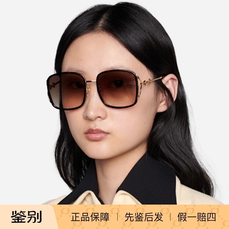 正品代购GUCCI古驰墨镜女马衔扣高级感方形太阳镜明星同款1016SK