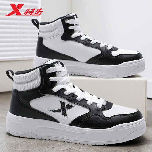 特步高帮板鞋男款厚底冬季新款官方旗舰店正品潮流休闲鞋子运动鞋