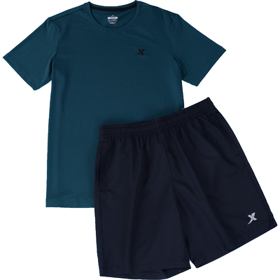 特步运动套装男夏季速干冰丝男士短袖t恤短裤休闲跑步健身两件套