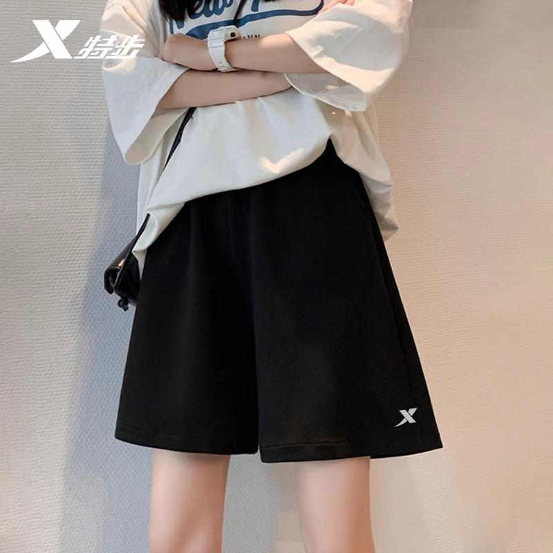 特步运动裤女夏季2025新款冰丝女士休闲跑步宽松大码薄款五分短裤
