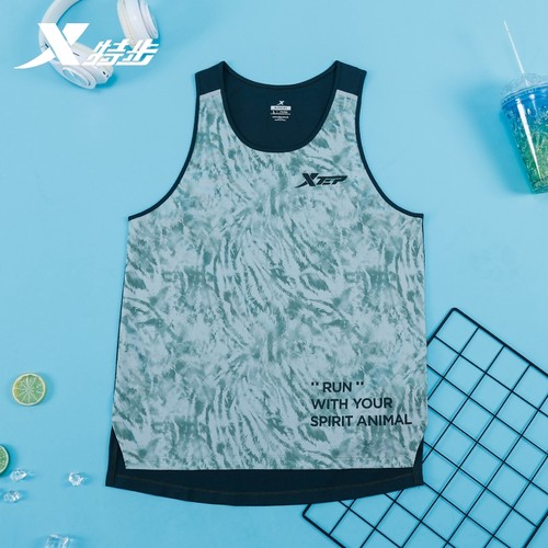 特步跑步背心男士吸湿速干无袖运动服官方正品透气马拉松竞速上衣