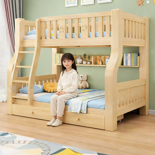 实木上下床双层床子母床小户型木床儿童床加厚大人成年两层高低床