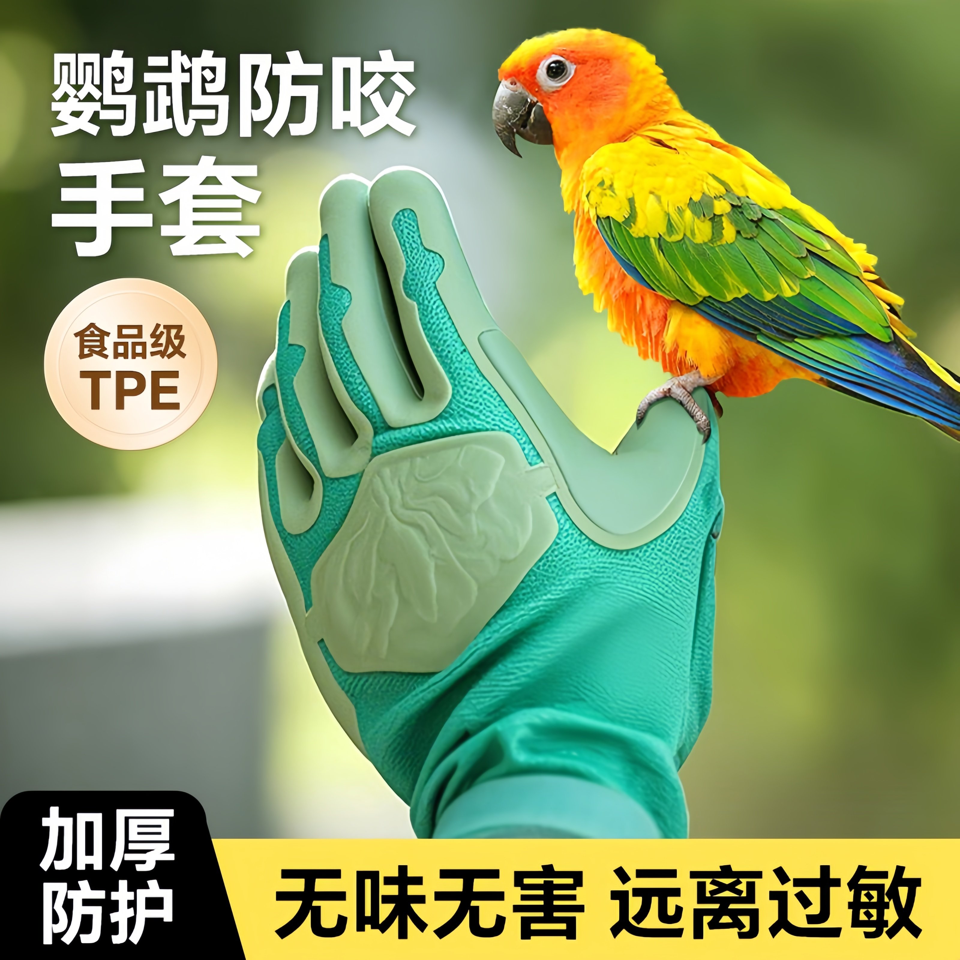 鹦鹉防咬手套专业防抓加厚灵活喂食训鸟防护磨砂防滑透气耐咬乳胶