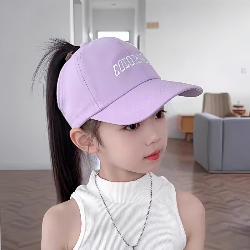 儿童防晒帽亲子棒球帽夏季可扎马尾女童空顶帽潮流宝宝遮阳鸭舌帽