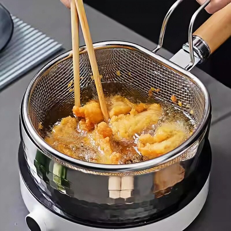 日本304不锈钢油炸网炸篮家用厨房沥油漏网过滤筛火锅漏勺捞面勺